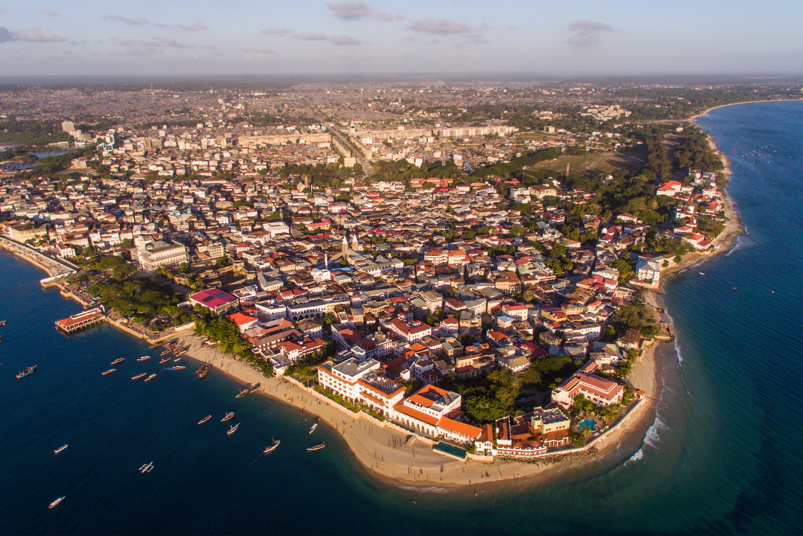 Aerial-wide-shot-of-Zanzibar-Island-Tanzania-1